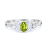 Three Stone Infinity Shank Oval Wedding Engagement Ring Cubic Zirconia 925 Sterling Silver Twisted