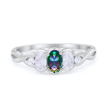 Three Stone Infinity Shank Oval Wedding Engagement Ring Cubic Zirconia 925 Sterling Silver Twisted