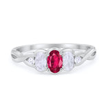 Three Stone Infinity Shank Oval Wedding Engagement Ring Cubic Zirconia 925 Sterling Silver Twisted