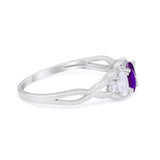 Three Stone Infinity Shank Oval Wedding Engagement Ring Cubic Zirconia 925 Sterling Silver Twisted