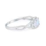 Three Stone Infinity Shank Oval Wedding Engagement Ring Cubic Zirconia 925 Sterling Silver Twisted