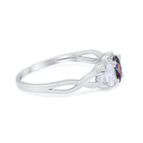 Three Stone Infinity Shank Oval Wedding Engagement Ring Cubic Zirconia 925 Sterling Silver Twisted