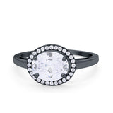Art Deco Vintage Style Halo Engagement Ring Oval Round Cubic Zirconia 925 Sterling Silver