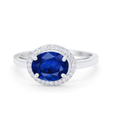 Art Deco Vintage Style Halo Engagement Ring Oval Round Cubic Zirconia 925 Sterling Silver