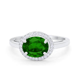 Art Deco Vintage Style Halo Engagement Ring Oval Round Cubic Zirconia 925 Sterling Silver