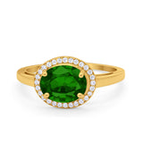 Art Deco Vintage Style Halo Engagement Ring Oval Round Cubic Zirconia 925 Sterling Silver