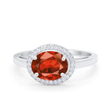 Art Deco Vintage Style Halo Engagement Ring Oval Round Cubic Zirconia 925 Sterling Silver