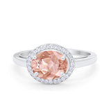 Art Deco Vintage Style Halo Engagement Ring Oval Round Cubic Zirconia 925 Sterling Silver