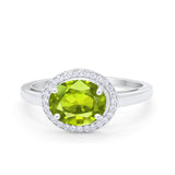 Art Deco Vintage Style Halo Engagement Ring Oval Round Cubic Zirconia 925 Sterling Silver