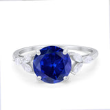 Large Stone Cocktail Art Deco Engagement Ring Round Cubic Zirconia 925 Sterling Silver