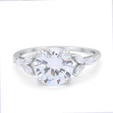 Large Stone Cocktail Art Deco Engagement Ring Round Cubic Zirconia 925 Sterling Silver