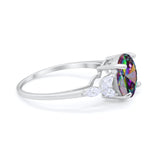 Large Stone Cocktail Art Deco Engagement Ring Round Cubic Zirconia 925 Sterling Silver