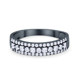 Art Deco Half Eternity Engagement Band Ring 925 Sterling Silver