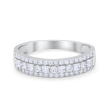 Art Deco Half Eternity Engagement Band Ring 925 Sterling Silver