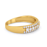 Art Deco Half Eternity Engagement Band Ring 925 Sterling Silver