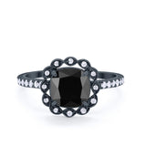 Halo Cushion Engagement Bridal Ring Simulated Cubic Zirconia 925 Sterling Silver