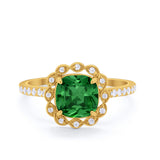 Halo Cushion Engagement Bridal Ring Simulated Cubic Zirconia 925 Sterling Silver