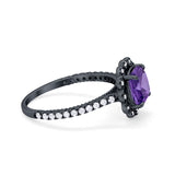Halo Cushion Engagement Bridal Ring Simulated Cubic Zirconia 925 Sterling Silver