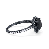 Halo Cushion Engagement Bridal Ring Simulated Cubic Zirconia 925 Sterling Silver