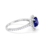Halo Cushion Engagement Bridal Ring Simulated Cubic Zirconia 925 Sterling Silver
