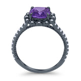 Halo Cushion Engagement Bridal Ring Simulated Cubic Zirconia 925 Sterling Silver