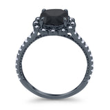 Halo Cushion Engagement Bridal Ring Simulated Cubic Zirconia 925 Sterling Silver