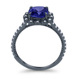 Halo Cushion Engagement Bridal Ring Simulated Cubic Zirconia 925 Sterling Silver