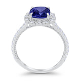 Halo Cushion Engagement Bridal Ring Simulated Cubic Zirconia 925 Sterling Silver