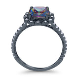 Halo Cushion Engagement Bridal Ring Simulated Cubic Zirconia 925 Sterling Silver