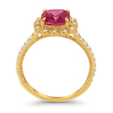 Halo Cushion Engagement Bridal Ring Simulated Cubic Zirconia 925 Sterling Silver