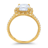 Halo Cushion Engagement Bridal Ring Simulated Cubic Zirconia 925 Sterling Silver