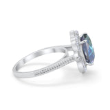 Halo Emerald Cut Engagement Ring Simulated Cubic Zirconia 925 Sterling Silver