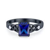 Wedding Ring Emerald Cut Round Simulated Cubic Zirconia 925 Sterling Silver