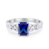 Wedding Ring Emerald Cut Round Simulated Cubic Zirconia 925 Sterling Silver