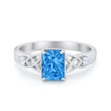 Wedding Ring Emerald Cut Round Simulated Cubic Zirconia 925 Sterling Silver
