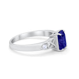 Wedding Ring Emerald Cut Round Simulated Cubic Zirconia 925 Sterling Silver