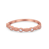 Half Eternity Stacking Art Deco Band Ring Round 925 Sterling Silver