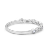 Half Eternity Stacking Art Deco Band Ring Round 925 Sterling Silver