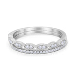 Half Eternity Art Deco Engagement Band for Ring Round 925 Sterling Silver