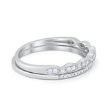Half Eternity Art Deco Engagement Band for Ring Round 925 Sterling Silver
