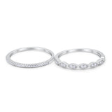 Half Eternity Art Deco Engagement Band for Ring Round 925 Sterling Silver