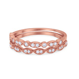 Art Deco Half Eternity Engagement Band for Ring Round 925 Sterling Silver