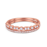 Art Deco Half Eternity Wedding Band for Ring Round 925 Sterling Silver