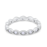 Art Deco Eternity Wedding Band for Ring Round 925 Sterling Silver