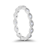 Art Deco Eternity Wedding Band for Ring Round 925 Sterling Silver