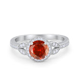Art Deco Wedding Engagement Ring Halo Round Cubic Zirconia 925 Sterling Silver