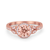 Art Deco Wedding Engagement Ring Halo Round Cubic Zirconia 925 Sterling Silver