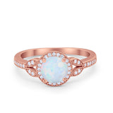 Art Deco Wedding Engagement Ring Halo Round Cubic Zirconia 925 Sterling Silver