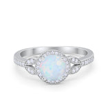 Art Deco Wedding Engagement Ring Halo Round Cubic Zirconia 925 Sterling Silver