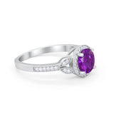 Art Deco Wedding Engagement Ring Halo Round Cubic Zirconia 925 Sterling Silver